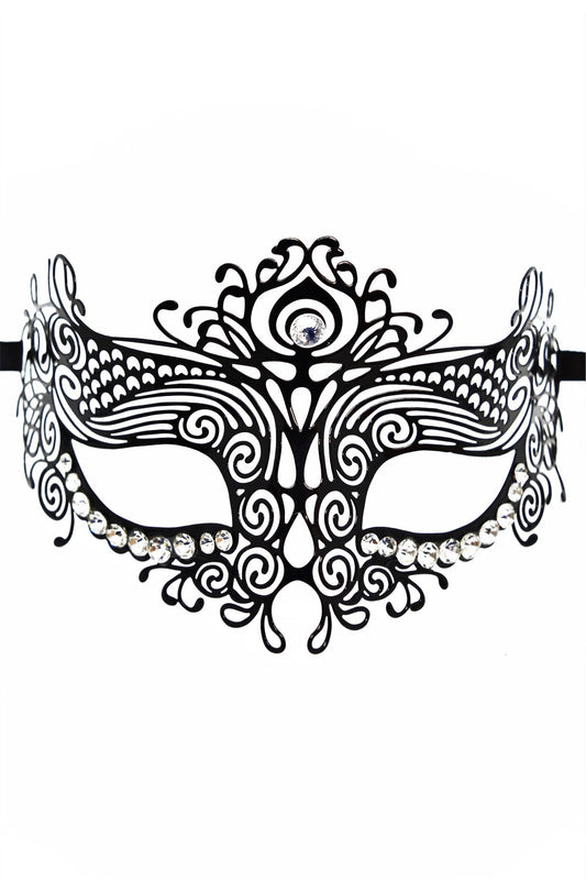 Masque vénitien rigide à strass Ornella noir Be Lily