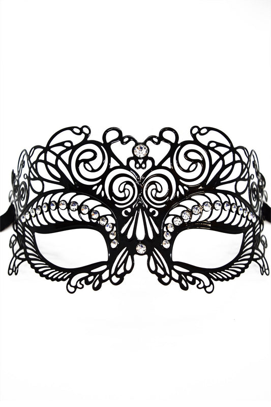 Masque vénitien rigide à strass Giulia noir Be Lily