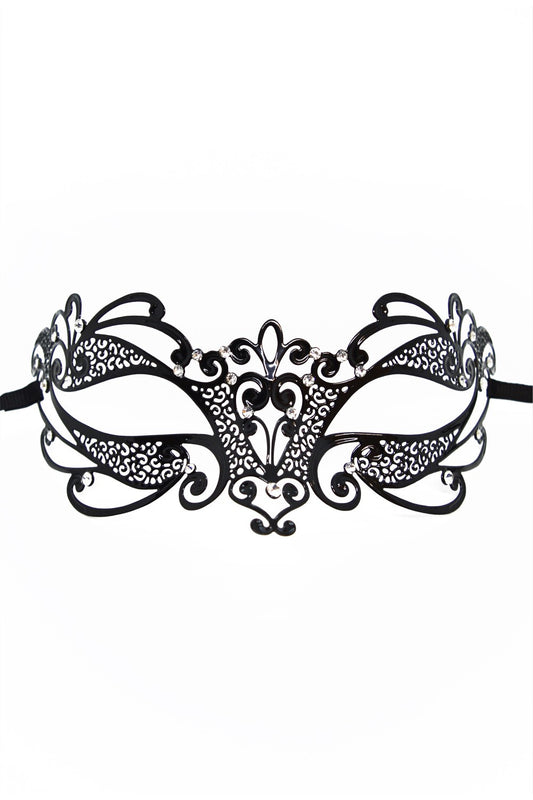 Masque vénitien rigide à strass Gaia noir Be Lily