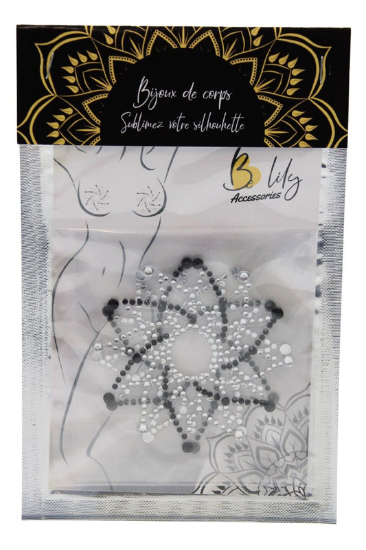 Paire de cache tétons adhésifs strass noir et blanc · Be Lily Accessories · vue 2