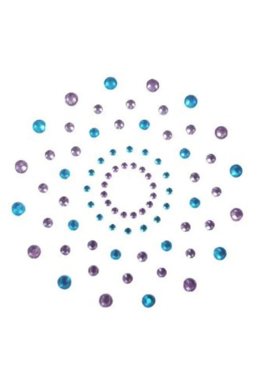 Paire de cache tétons adhésifs strass bleu et violet · Be Lily Accessories · vue 2