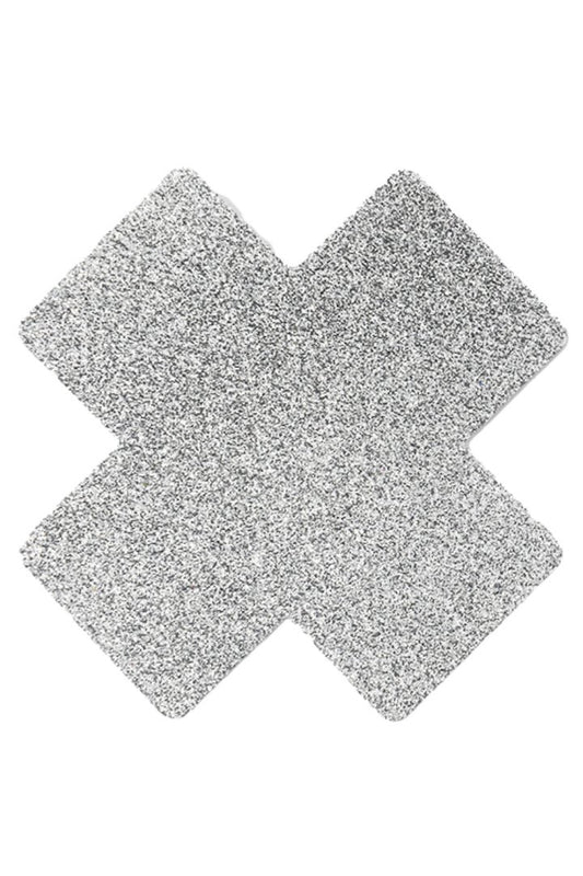 Paire de cache tétons adhésifs croix pailletée blanc · Be Lily Accessories · vue 2