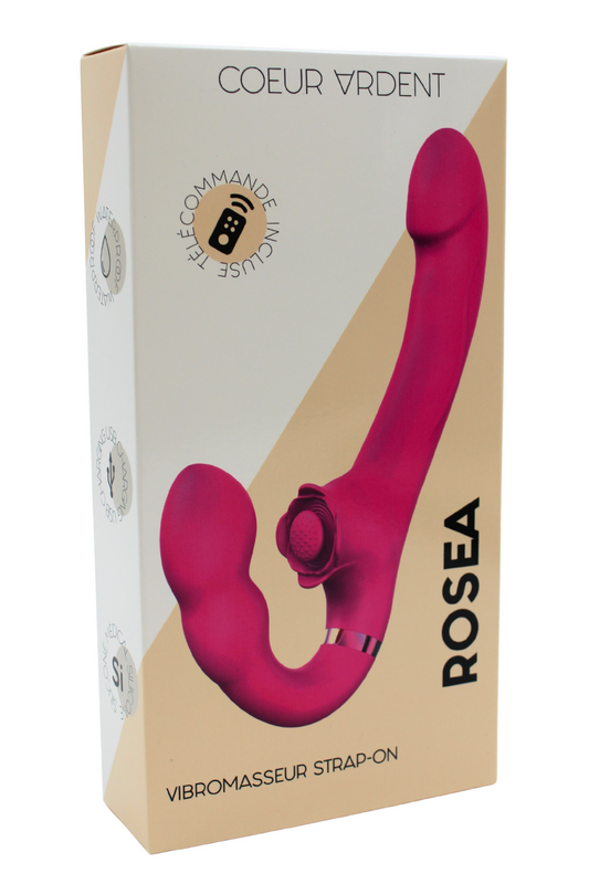 Vibromasseur ROSEA Strap-on Triple Action Télécommandé · Coeur Ardent · vue 2