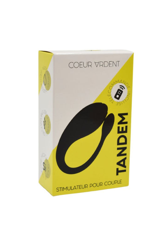 Stimulateur pour couple en U télécommandé Tandem noir Cœur Ardent