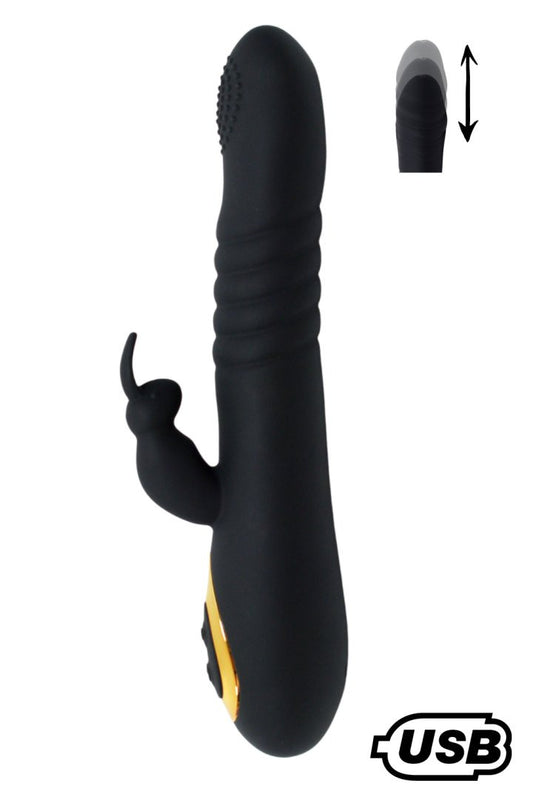 TWIST 2 Noir, Vibromasseur Rabbit va-et-vient USB en silicone médical, doté de 18 modes de stimulation · Coeur Ardent · vue 3