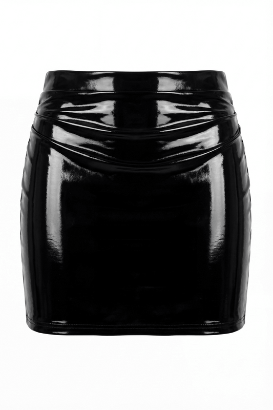 Jupe noire en simili cuir avec zip Lara · Be lily Mode · vue 2