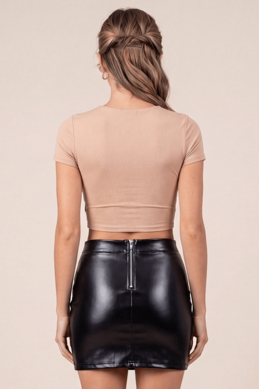 Jupe sexy courte noire wetlook Alessia · Be lily Mode · vue 2