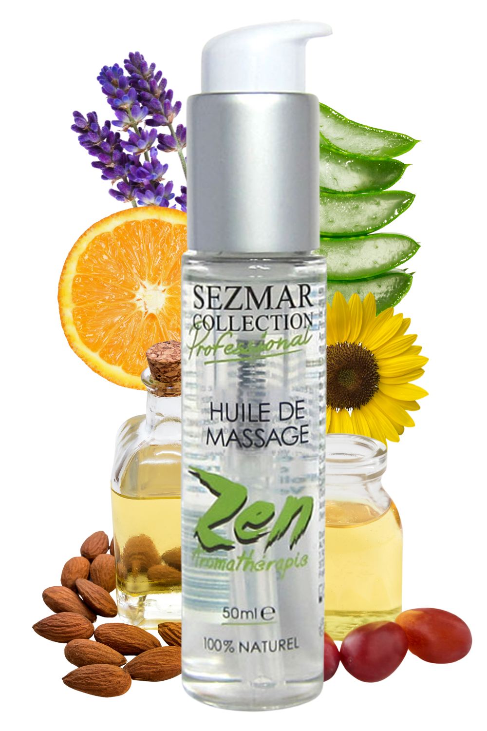 Huile de massage professionnelle ZEN 100% naturelle 50 ml · Sezmar · vue 2