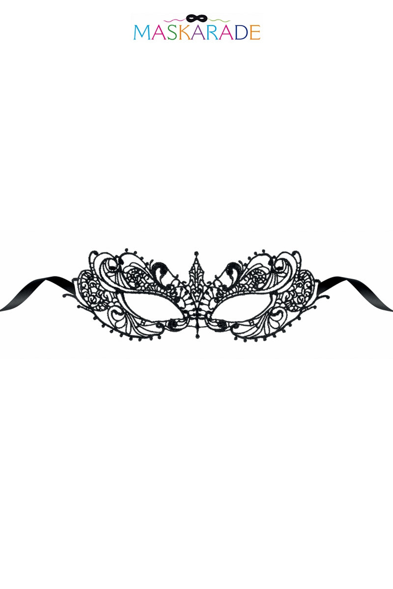 Loup brodé en dentelle souple Zénith noir Maskarade