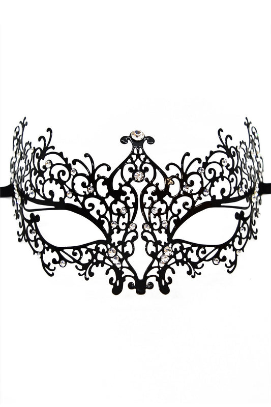 Masque vénitien rigide à strass Chiara noir Be Lily