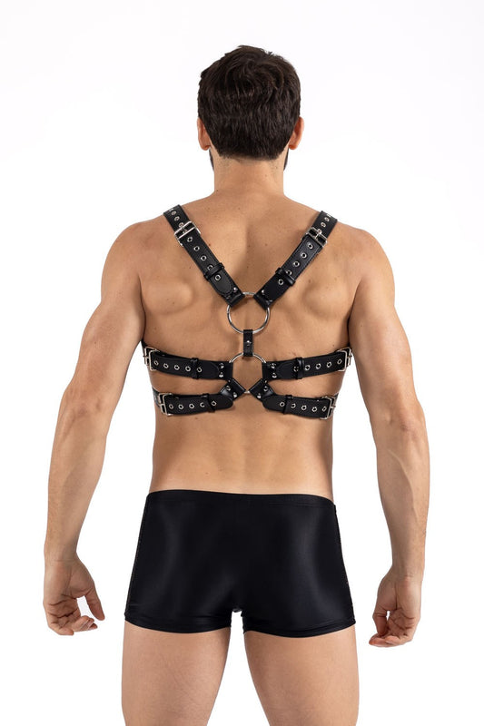 Harnais homme simili cuir avec sangles reliées par de larges anneaux · Look Me · vue 2