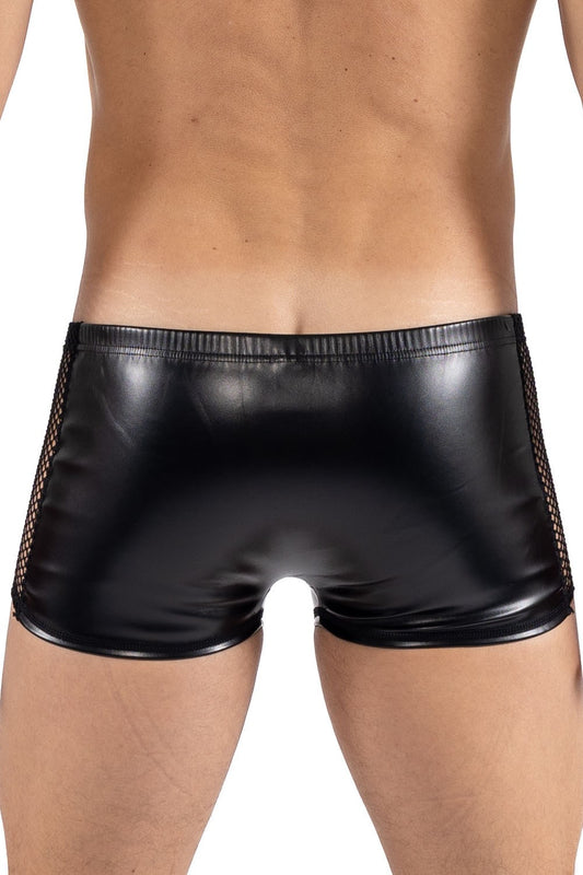 Boxer aspect simili cuir côtés résille Black Desire noir Look Me