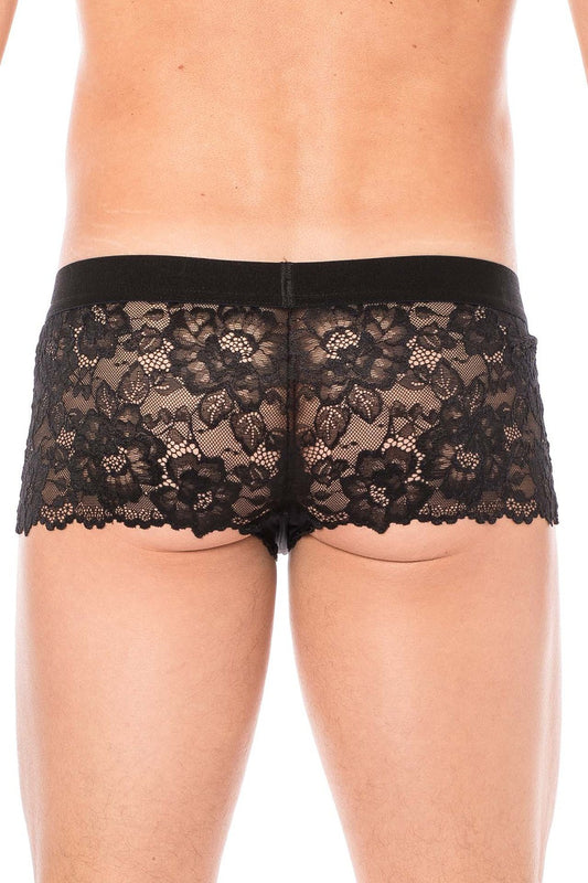 Boxer en dentelle fine florale Lace noir Look Me