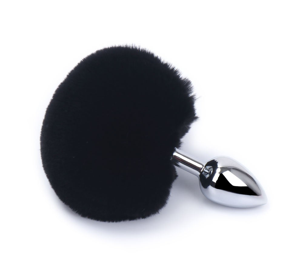 Plug anal aluminium avec pompon noir Taille S · Dreamy Fetish