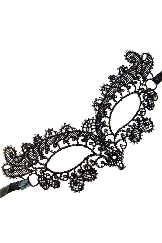 Masque loup souple en dentelle brodée noire Dreamy Fetish