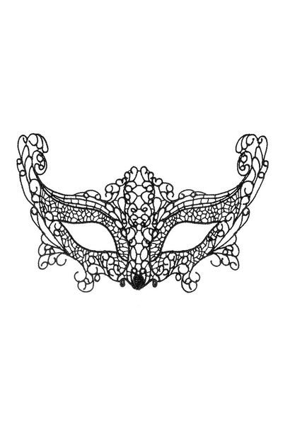 Masque loup en broderie noire souple à rubans Dreamy Fetish
