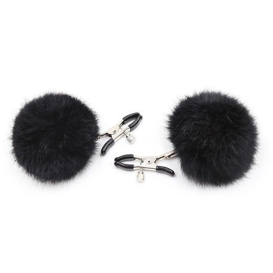 Pinces à seins avec pompoms noires · Dreamy Fetish · vue 2