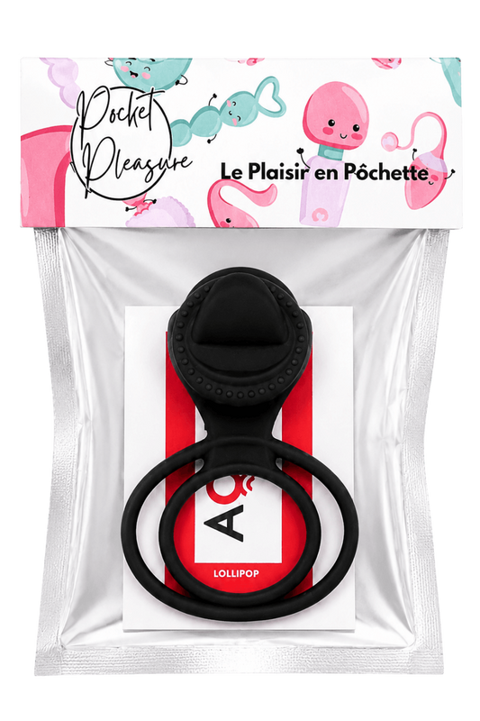 Anneau vibrant 1 seul mode de vibration très extensible noir dosette de lubrifiant · Pocket Pleasure · vue 2