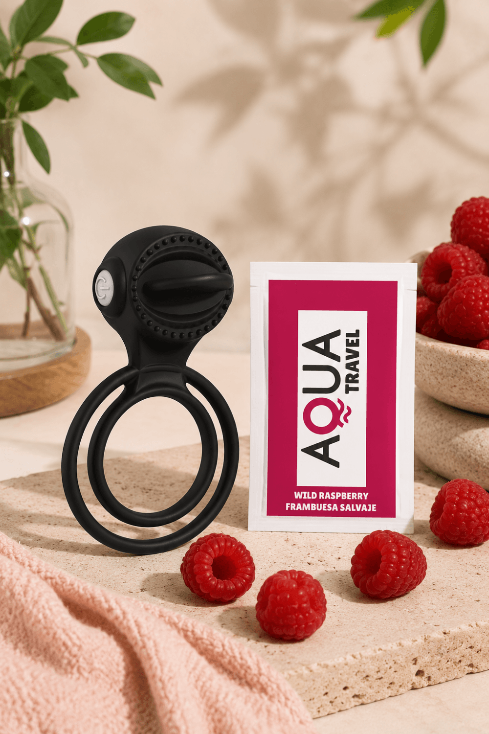 Anneau vibrant 1 seul mode de vibration très extensible noir dosette de lubrifiant · Pocket Pleasure · vue 4