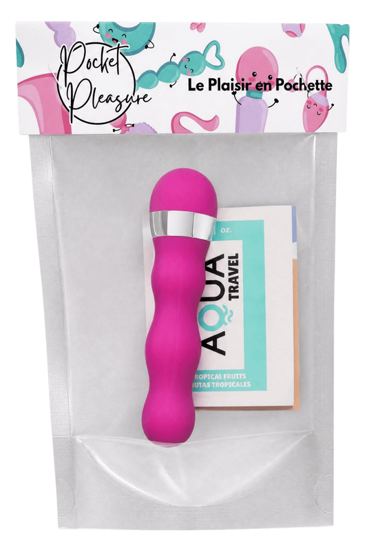 Mini Vibromasseur rose ondulés dosette de lubrifiant · Pocket Pleasure · vue 2