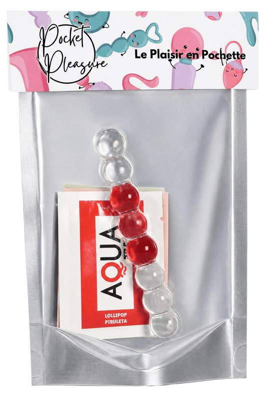 Chapelet Anal en Verre Transparent 1 dosette de lubrifiant · Pocket Pleasure · vue 2