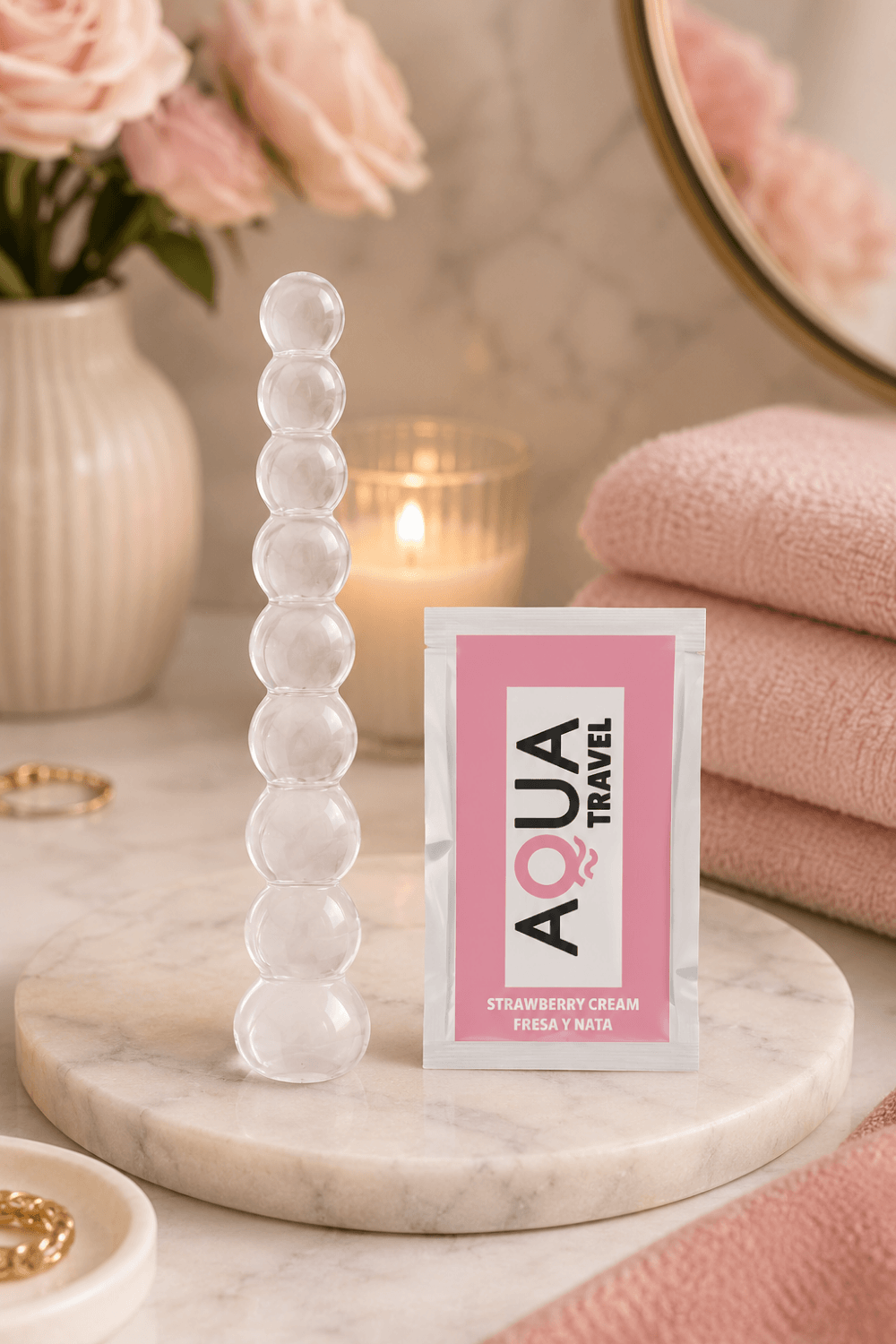 Chapelet Anal en Verre Transparent 1 dosette de lubrifiant · Pocket Pleasure · vue 4