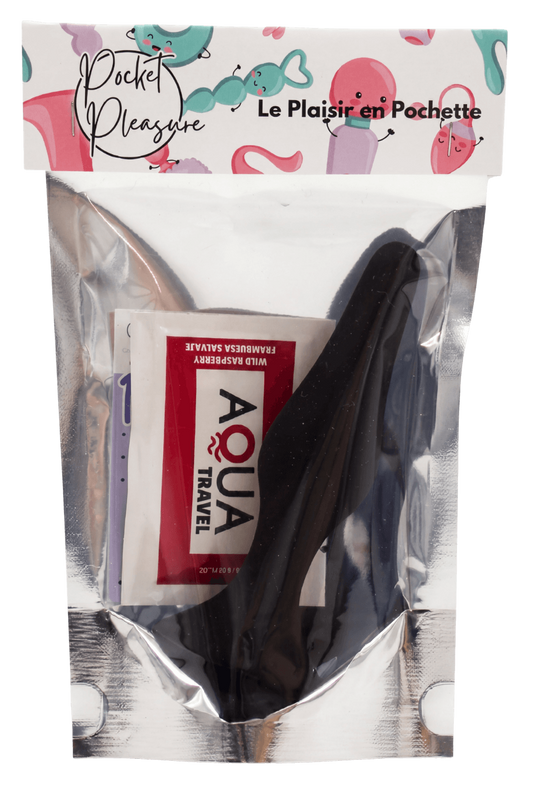 Plug Anal Noir en Silicone L avec Ventouse Taille L 12,7 cm dosette de lubrifiant · Pocket Pleasure · vue 2
