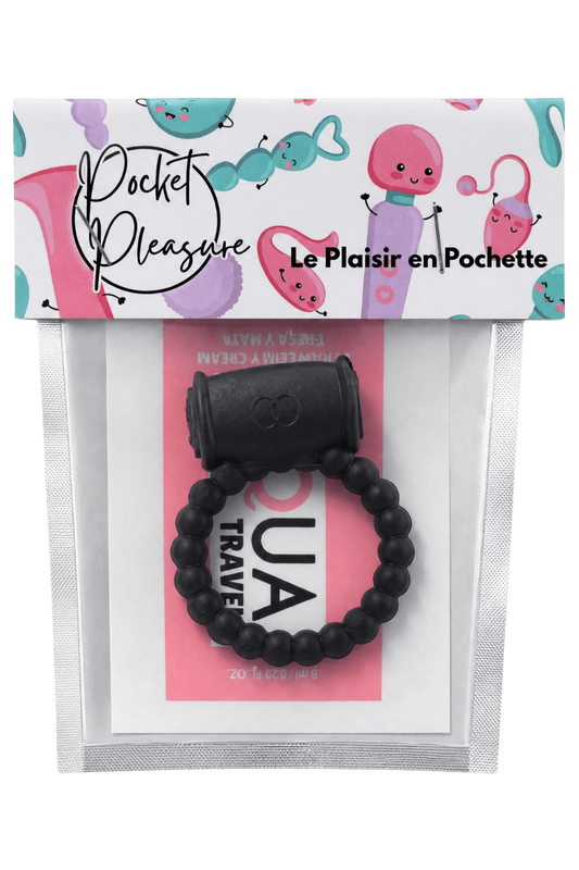 Cockring Vibrant Perlé Noir 1 dosette de lubrifiant · Pocket Pleasure · vue 2