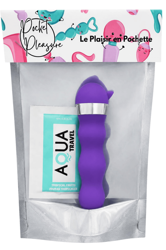 Mini Vibromasseur violet ondulés dosette de lubrifiant · Pocket Pleasure · vue 2