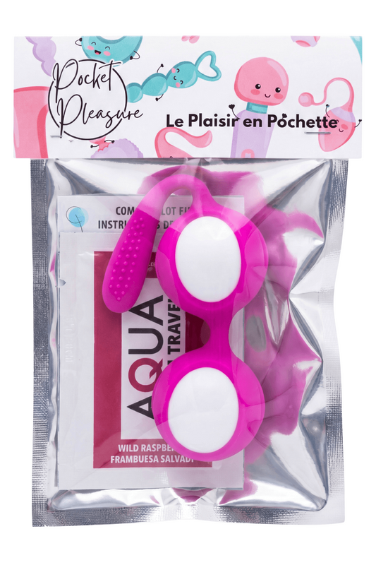 Boules de Geisha Fuchsia Silicone 1 dosette lubrifiant · Pocket Pleasure · vue 2