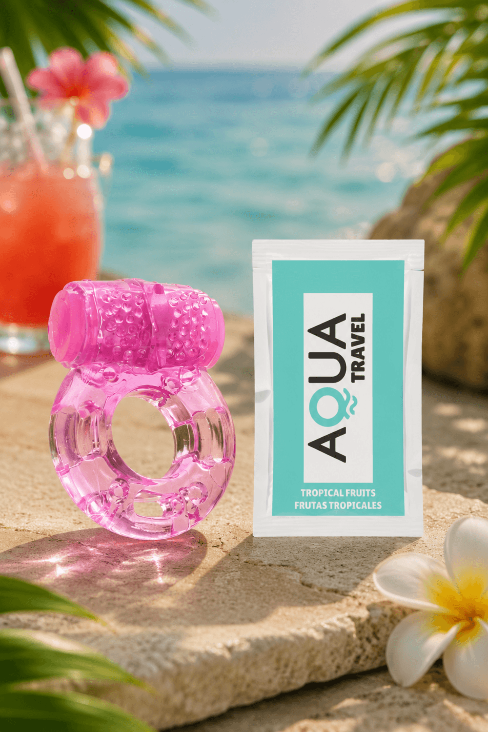 Anneau Pénien Vibrant Jelly Rose 1 dosette de lubrifiant · Pocket Pleasure · vue 5
