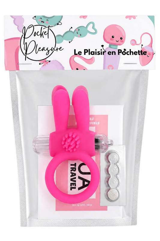 Anneau Vibrant Rabbit Rose Silicone 1 dosette de lubrifiant · Pocket Pleasure · vue 2