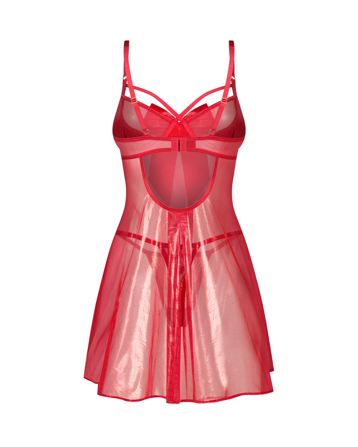 Nuisette babydoll transparente et string Gifty Red Obsessive