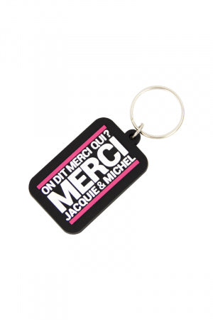 Porte-clés Merci qui rectangulaire en PVC Jacquie et Michel