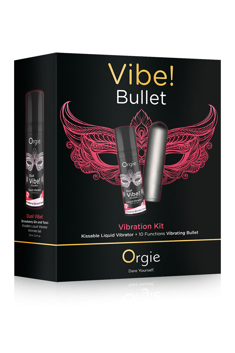 Kit plaisir bullet vibrant et gel embrassable Vibe! Bullet Orgie