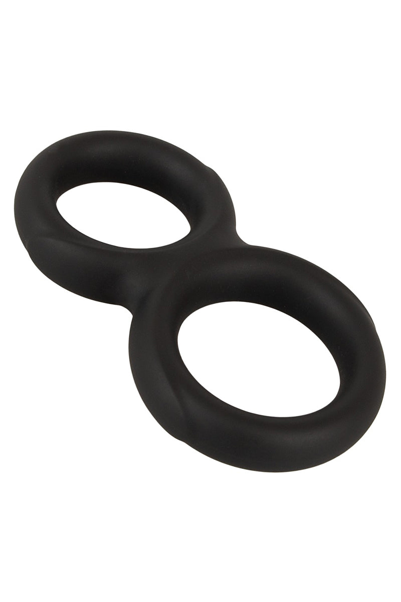 Double cockring pénis et testicules silicone liquide noir Erecto
