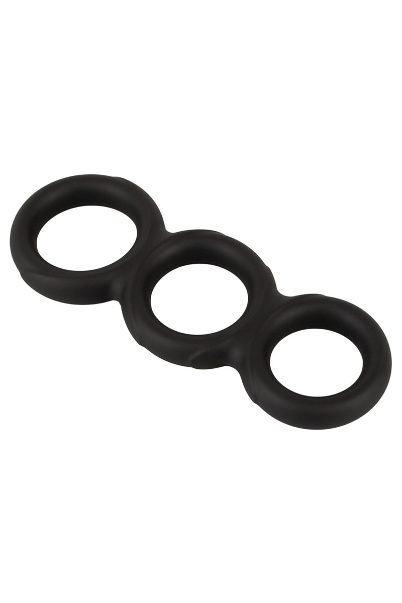 Triple cockring en silicone liquide noir Erecto