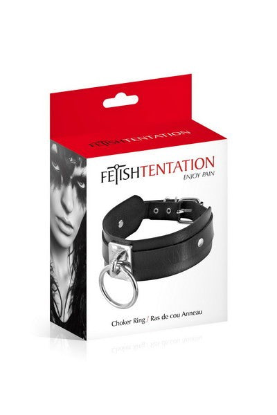 Collier large noir avec anneau Fétish Tentation · Fetish Tentation · vue 2
