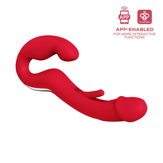 Gode-ceinture vibrant à tapotement Harmony Duo rouge Honey Play Box