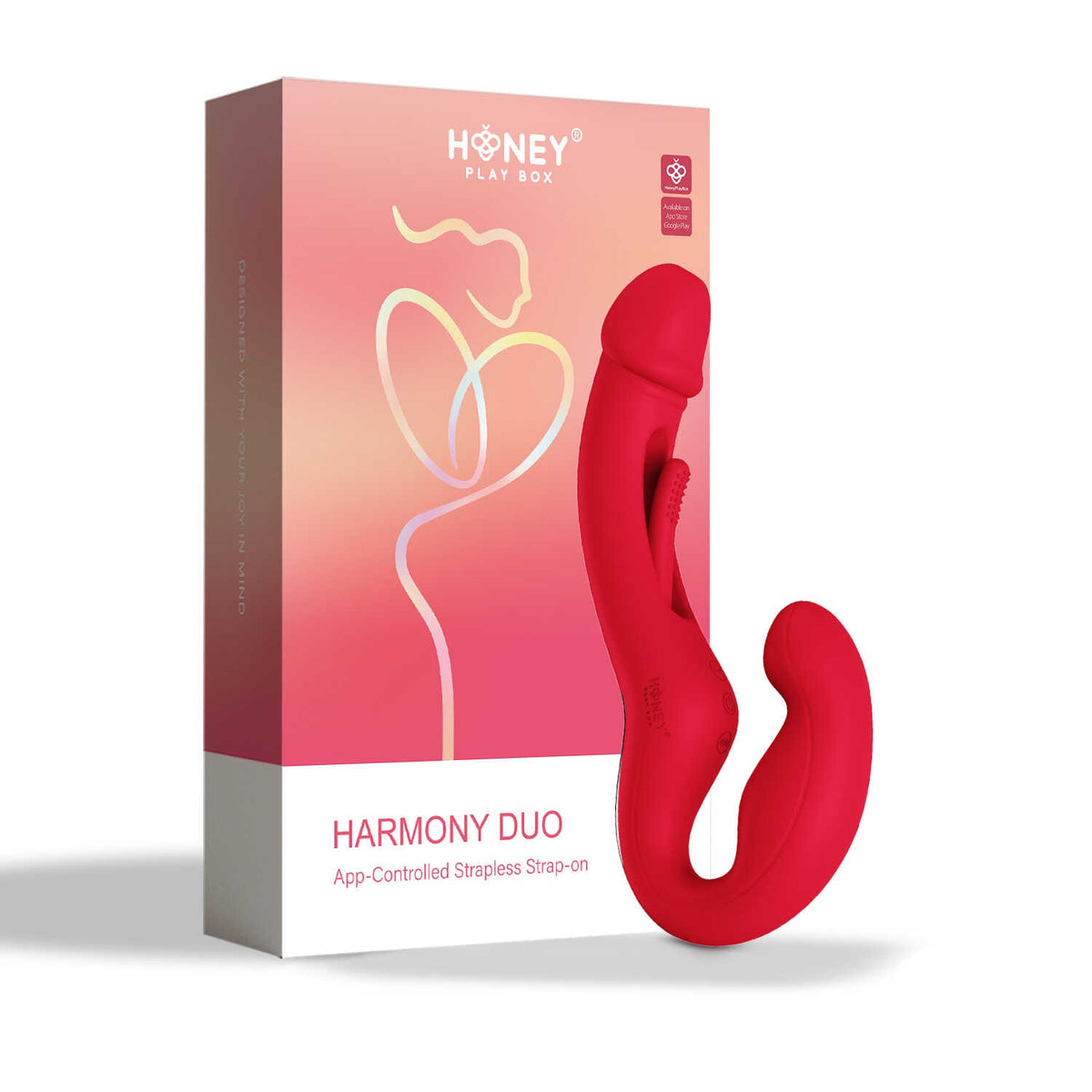 Gode-ceinture vibrant à tapotement Harmony Duo rouge Honey Play Box