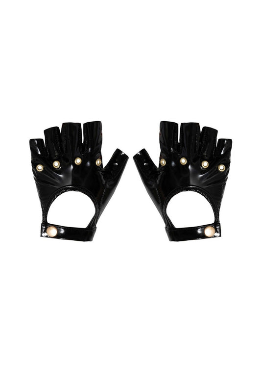 Gants sans doigts en PVC · Noir Handmade · vue 2
