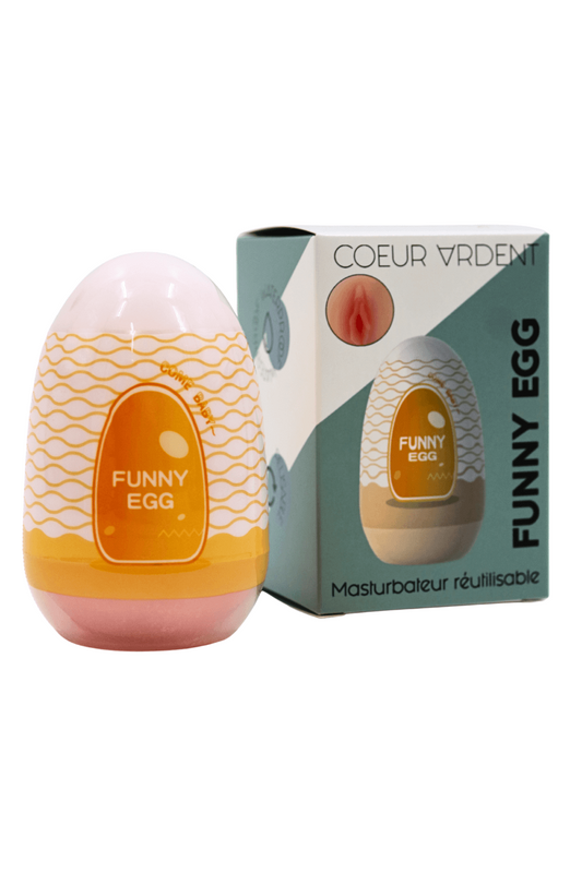 Gaine Masturbatrice Réutilisable FUNNY EGG Design Réaliste Vagin lèvres moyennes · Coeur Ardent · vue 2