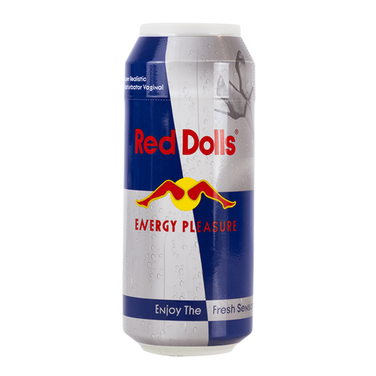 Red Dolls Energy Pleasure masturbateur masculin TPE – reproduction réaliste de vagin dans canette energy drink Masturbateur vaginal Red Dolls Energy Pleasure