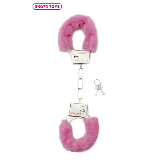 Menottes fourrure rose de Shots Toys, idéales pour des jeux de rôles élégants et confortables.