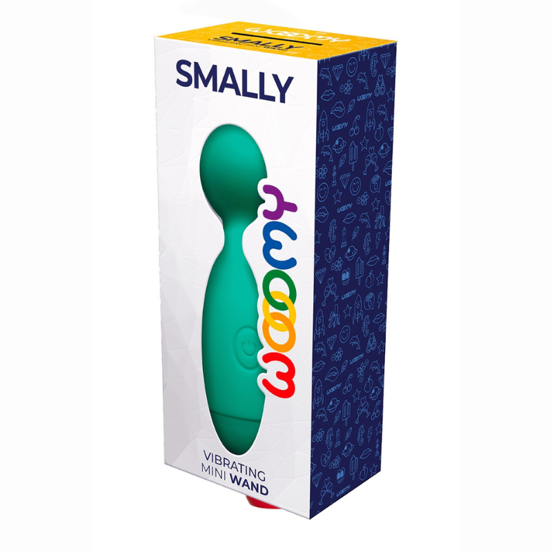 Mini wand clitoridien Smally Wooomy dans son emballage d'origine