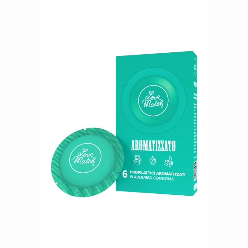 Préservatifs aromatisés Love Match boîte 6 chocolat fraise banane capsule norme CE LollyDoll