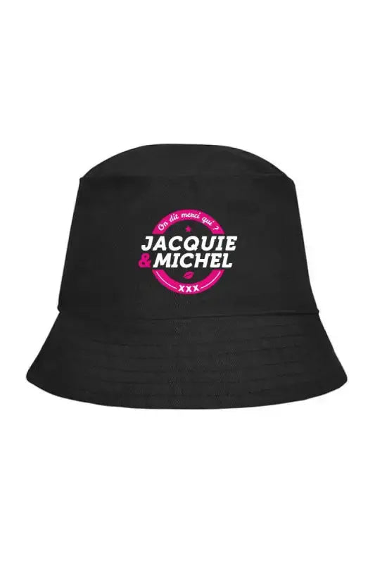Bob Jacquie et Michel - bob noir avec logo rond brodé en couleur.