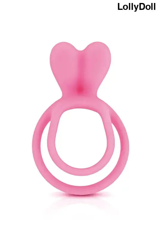 Double cockring rose marque Glamy en silicone avec design cœur pour un confort optimal.