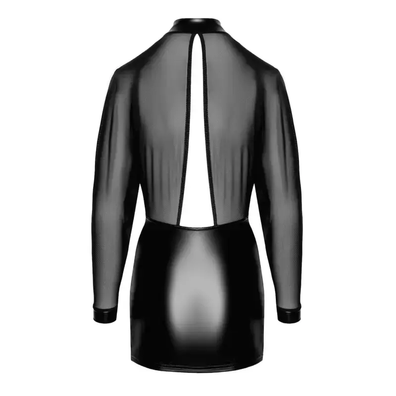 Robe sexy Wetlook noire vue arrière avec design élégant pour un look audacieux et glamour.