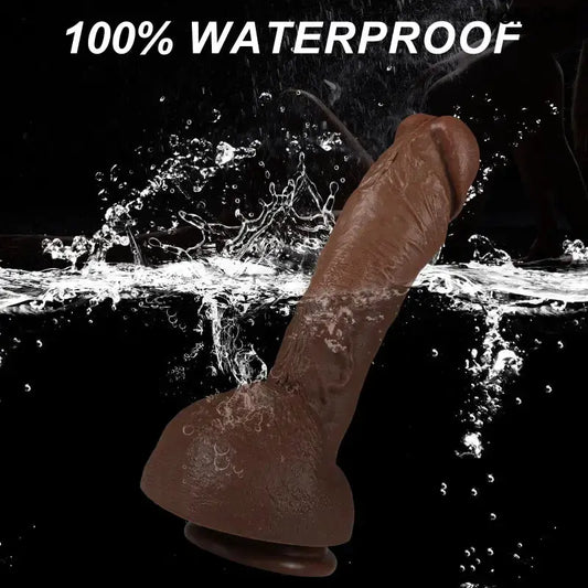Gros gode ventouse noir 100% étanche, conçu pour des sensations intenses et réalistes, de 26 cm.